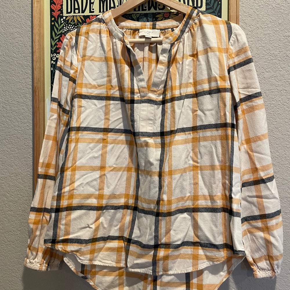 Light Flannel V-Neck Shirt